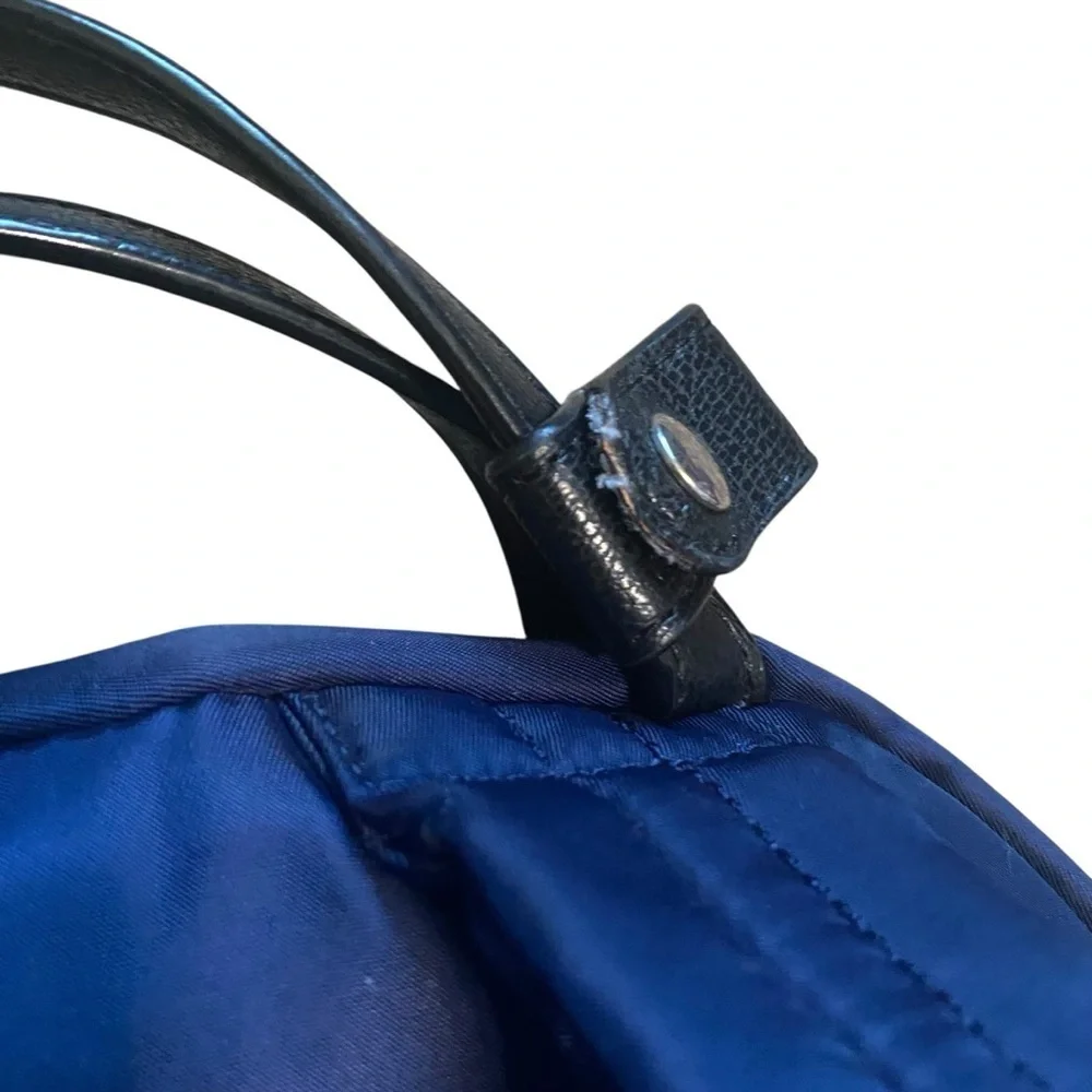 Tulio New York Black and Blue Nylon Small Zip Backpack